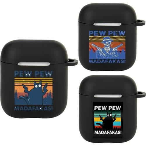 Pew Pew Madafakas Loose Crew Neck Harajuku Tops Case for Apple AirPods 2 1 Silicone Wireless Bluetooth Earphone Box AirPod Cover
