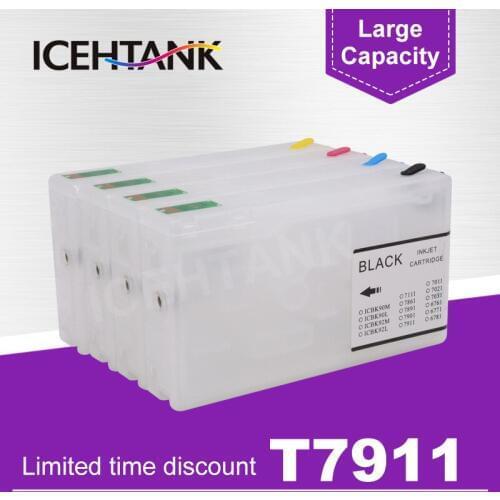 ICEHTANK T7911 Refill Ink Cartridge For Epson WorkForce Pro WF-4630DWF 4640DTWF 5110DW 5190DW 5620DWF Printer