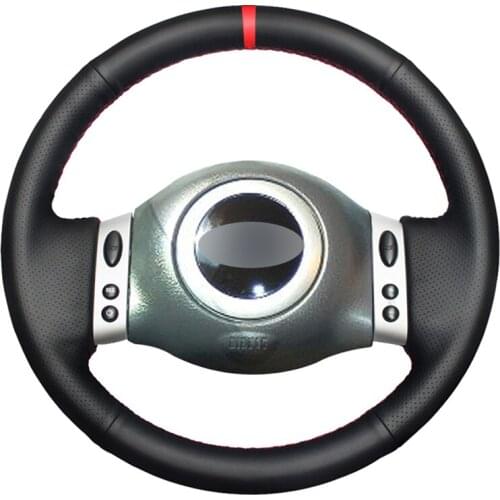 Black Artificial PU Faux Leather DIY Custom Hand-stitched Car Steering Wheel Cover for Mini Coupe 2001-2006 Mini R50 R53 R60