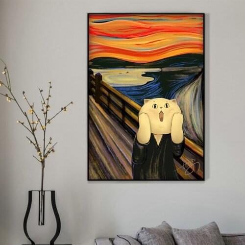 DIY digital painting screaming cat cute animal painting art decorative painting creative adult hand-painted decompression