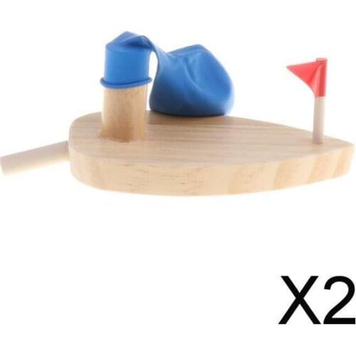 2xBalloon Powered Wooden Boat Physics Science Toy Gadget Educational