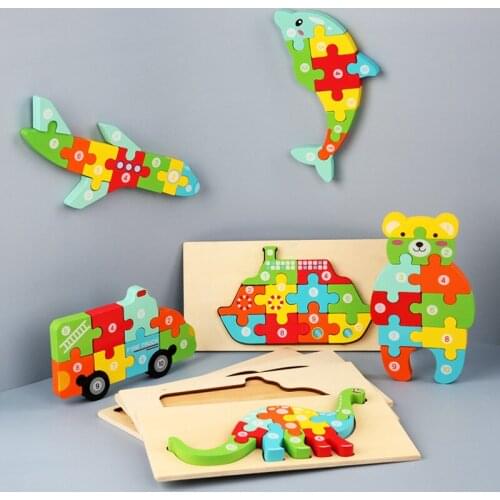 Montessori Wooden Educational Toys Childrens 3d Animal Matching Puzzle Building Block Busy Board Preschool Educational Kids Toy