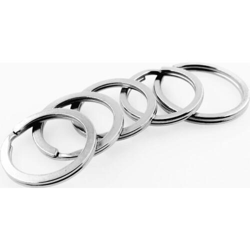 Diameter 15/17/20/25/28/30/32/35mm Flat Round Key Chain Stainless Steel Key Rings Fashion Jewelry Findings