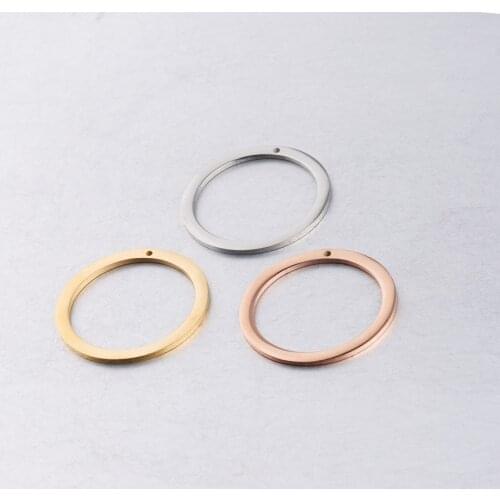 Fnixtar 30mm Round Circle Charm Pendant Mirror Polished Stainless Steel DIY Making Big Circle Width 2.5mm 20Piece/lot