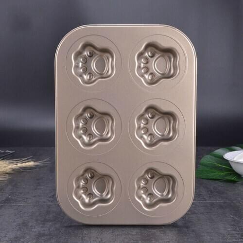 6 Even Cup Cats Claw Cake Mold Biscuit Mold Non-Stick Carbon Steel Home Baking Pan Bakeware