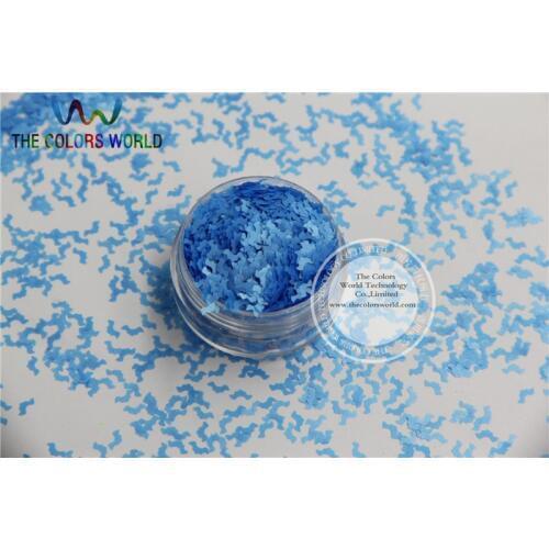 N-5 Size :5mm Solvent Resistant Neon Blue color Glitter Bat shape spangles for Nail Art and DIY supplies1pack=50g