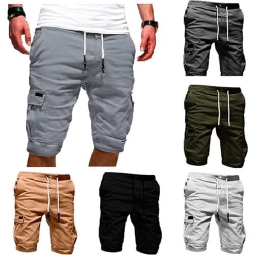 Summer new mens Capris casual sports trend straight pants Multi Pocket overalls fashion eye on mens shorts