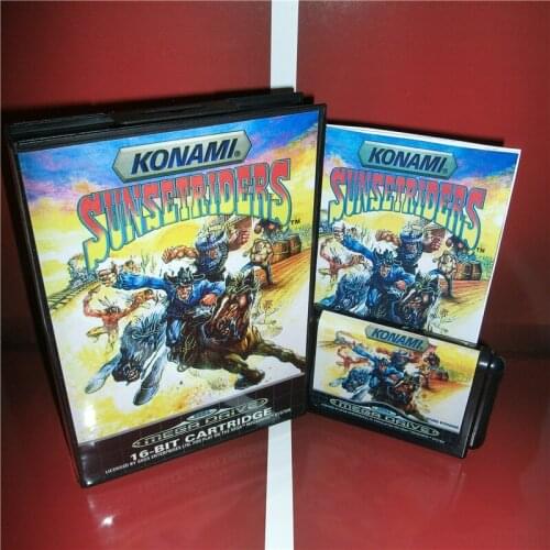 Sunset Riders EU Cover with box and manual For Sega Megadrive Genesis Video Game Console 16 bit card