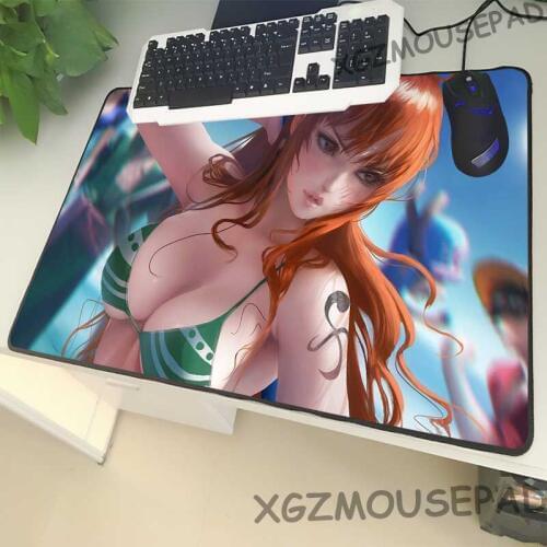 XGZ Cartoon Large Size Mouse Pad Black Lock Side One Piece Sexy Sister Laptop PC Table Mat Cute Nami Printing Rubber Non-slip