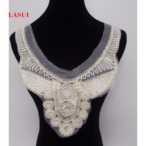 LASUI classic handmade 2 colors Sequins lace collar For Sewing Supplies Crafts DIY evening dress wedding dress Fashion 0147