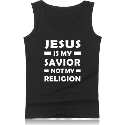 I LOVE JESUS Bodybuilding Tank Tops Men Summer Vest Crewneck Fitness Tank Top Men Fashion JESUS IS MY SAVIOR Sleeveless Shirt