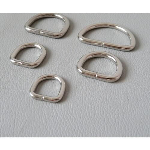 1Pcs 10mm 12mm 15mm 20mm 25mm 32mm Metal D Ring Buckle Straps Belt Loop For Bag Backpack Pet Cat Dog Collar Clasp DIY Accessory