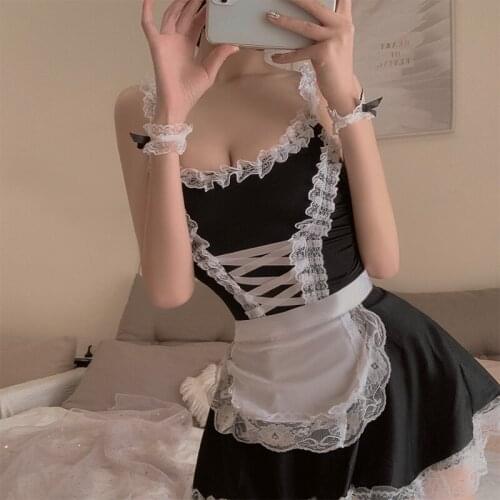 Cute Sexy Cosplay Lingerie Apron Maid Outfit for Women Girls Ddlg Maid Dress Anime Panties Role Play Costume Sexual Clothes 2021