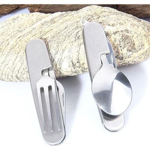 Multifunction Outdoor Camping Picnic Tableware Folding Fork with Spon and Knife Bottle Opener Stainless Steel Detachable Cutlery