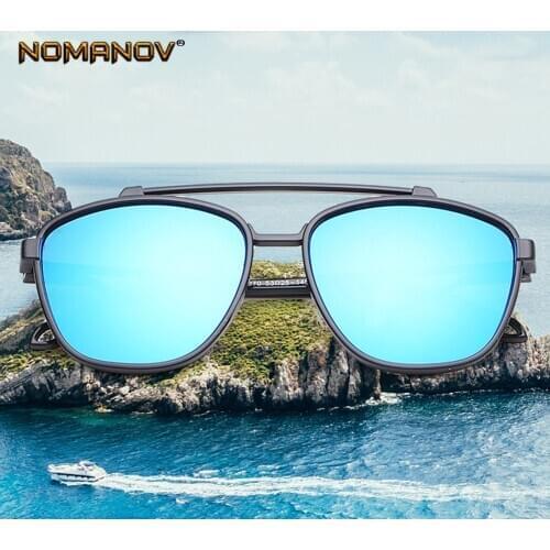 Trend Fashion Large Double Bridge Sun Glasses Polarized Mirror Sunglasses Custom Made Myopia Minus Prescription Lens -1 To -6