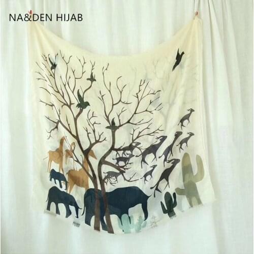 Fashion deer animal tree printing Muslim hijab women scarves wraps foulard viscose luxurious bandana hot sale 10pcs/lot