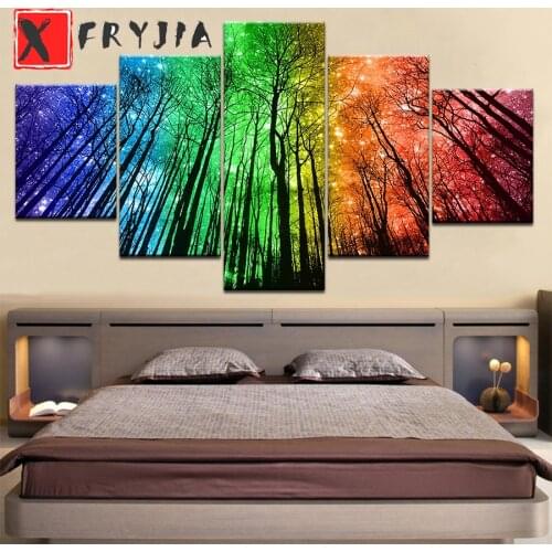 5pcs diamond painting Colorful Tree Landscape nightscape 5d diy handmade embroidery full square round drill Modern decor art