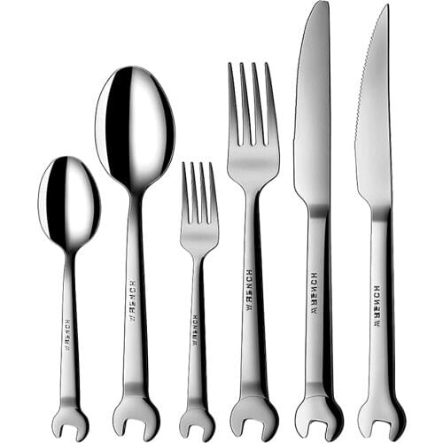 Stainless Steel Dinnerware Set Creative Wrench Shape Fork Spoon Knife Tableware For Dinner Western Utensils Table Cutlery Set