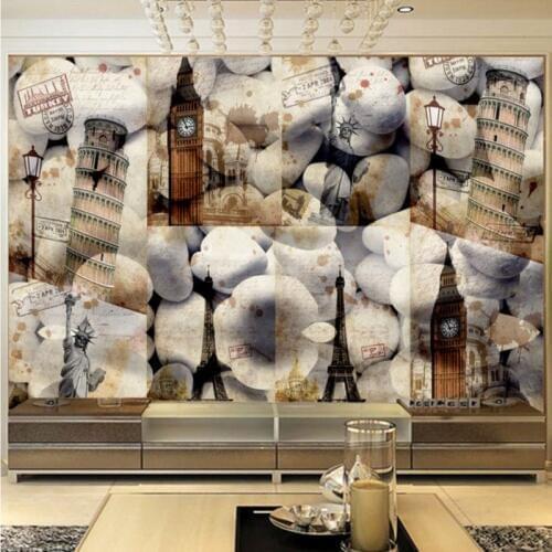 Custom 3d mural 3D European architecture retro style mural TV wall stereo wallpaper custom lobby studio office mural