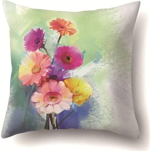Roses Sunflowers Cushion Cover 45x45cm Polyester Floral Pillowcases for Sofa Couch Living Room Vintage Decor Home Accessories