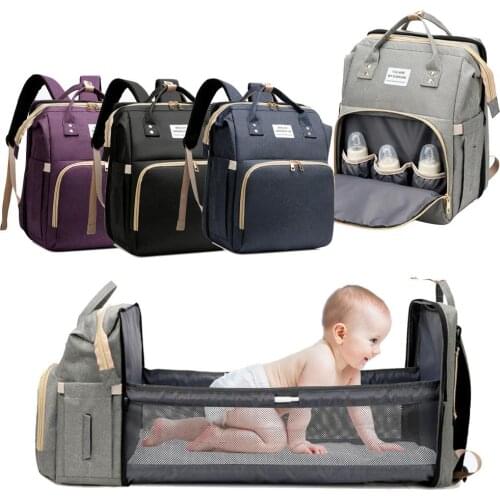 New Large Capacity Diaper Backpack With Extendable Folding Crib Travel Nappy Bag For Babies Bed Bags Multifunctional Mummy Bag