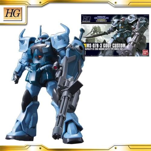 BANDAI GUNDAM HG HGUC 1:144 MS-07B-3 GOUF CUSTOM Gundam Model Assembled Anime Action Figure Toys Decoration Kids Toy Gift