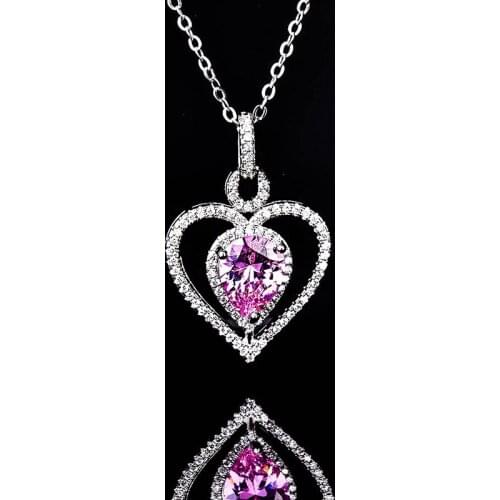 Fashion Romantic Heart Pendant Necklace Inlay Water Drop Zircon Fine Charm Jewelry For Women Wedding Statement Valentines Gifts