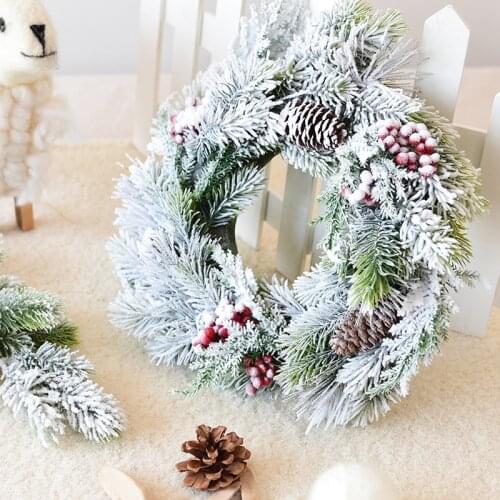 Christmas Wreath Front Door Hang Garland With Pine Needles For vine ring pendant Ornaments Home Store Xmas Party Decoration