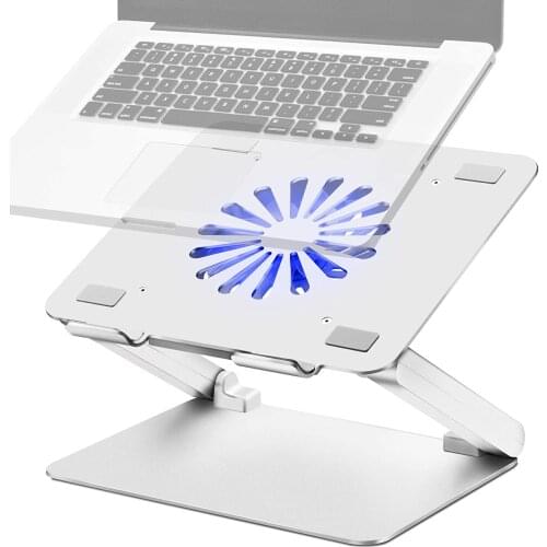 Adjustable Laptop Stand with Cooling Fan, Aluminium Alloy Multi-Angle Computer Holder for Desk, Portable Notebook Metal Mount