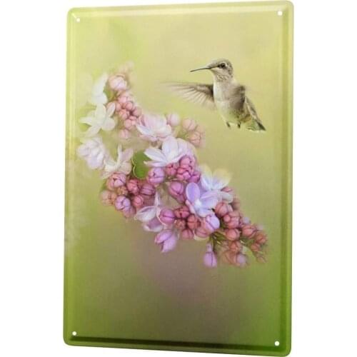 SINCE 2004 Tin Sign Metal Plate Decorative Sign Home Decor Plaques Bird Hummingbird