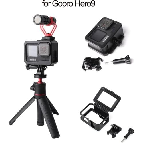 For GoPro Hero 9 Action Camera Protective Frame HousIng Cage Shell Cold Shoe Mount Camcorder Housing Case Protector Accessories