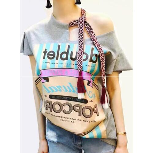 Womens summer short sleeve sexy off shoulder letter print shirt female sexy hollow out tassel plus suze chic Blouse TB630
