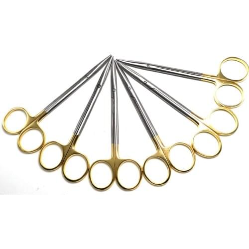 Gold handle blunt scissors nose plastic equipment cosmetic surgery tools nasal head round scissors