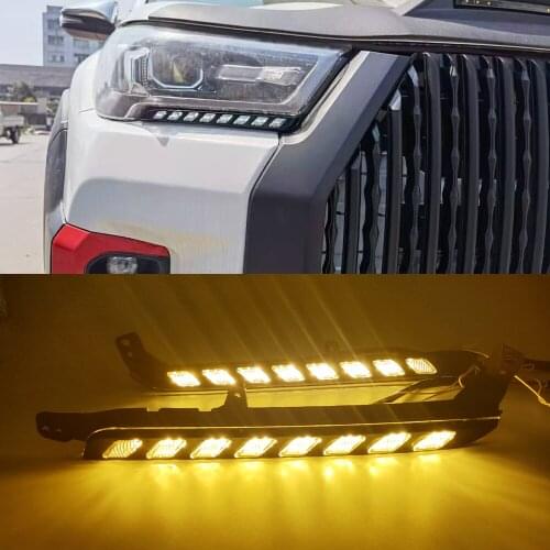 1Pair Car LED For Toyota Hilux Revo Rocco 2020 2021 headlight Daytime Running Light Turn Yellow Signal DRL Daylight
