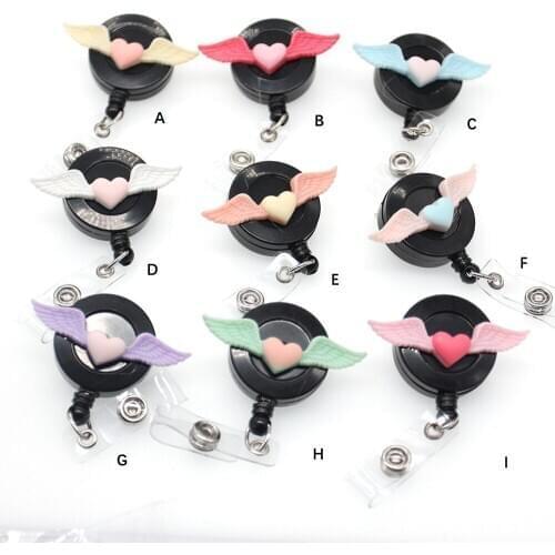 10pcs/New Design Resin Love Angel Wings Scalable Badge Reel Love Wings Angel ID Card Holder Nurse