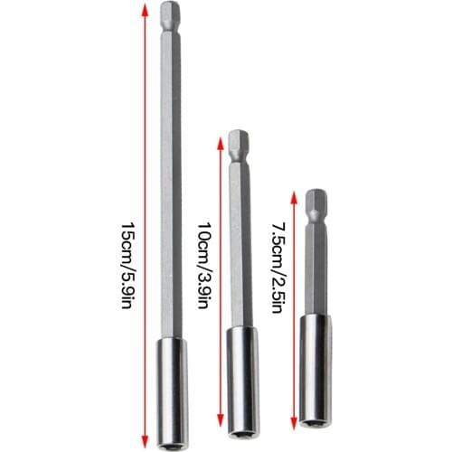 3 Pcs/set 1/2 Inch Hex Rod Shank Long Handle Screwdriver Tip Holder Extension Bit Set Extensions Quick Change Hand Tool Socket