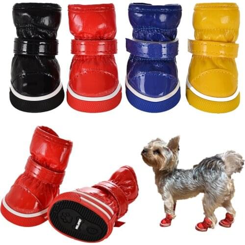 4Pcs/set Pet Dogs Winter Rain Shoes Waterproof Dog Snow Boots Puppy Dog Slip Shoes Chihuahua Yorkie Shoes Footwear Accessories