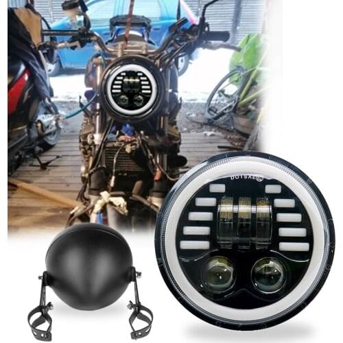 5.75inch Motorcycle LED Headlight Housing With 5-3/4 LED Headlight for Honda Suzuki Kawasaki Vulcan Cruiser Bike Cafe Racers