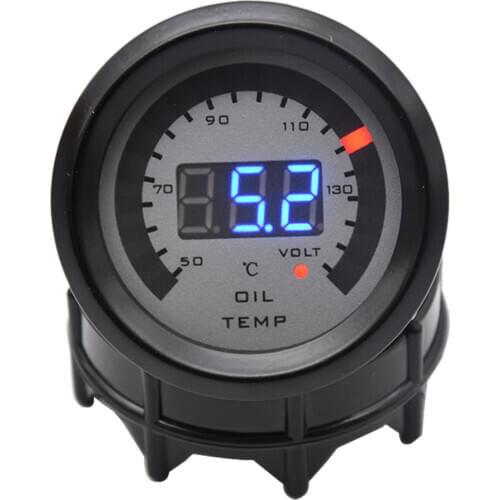 52mm Oil Temperature Gauge Car Gauge 50-150℃ Digital Display Oil Temperature Sensor With Voltmeter Function for 12V Car Truck