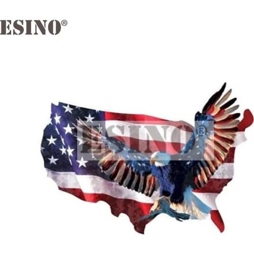 Car Styling Creative US America Flag Map Flying Hawk Decal Cartoon PVC Waterproof Car Body Sticker Pattern Vinyl