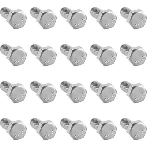Uxcell Hex Screw Bolt,Metric M5x12mm 304 Stainless steel Hexagonal Screw Bolt Silver 20pcs