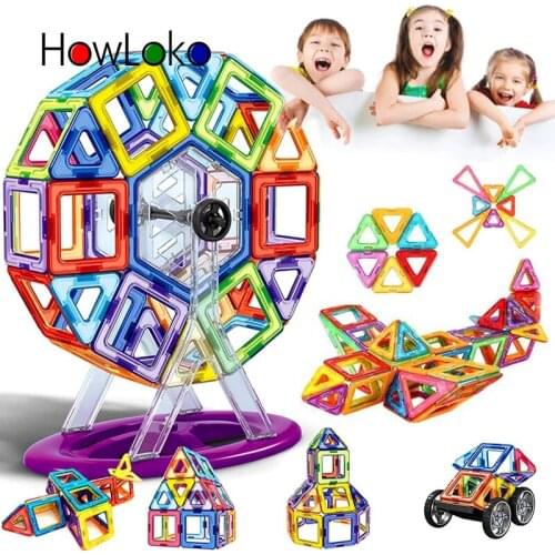 300Pcs Designer Magnetic Blocks Big Size DIY Magnet Toys Pulling Magnetic Building Blocks Assembled Toys For Children Gifts