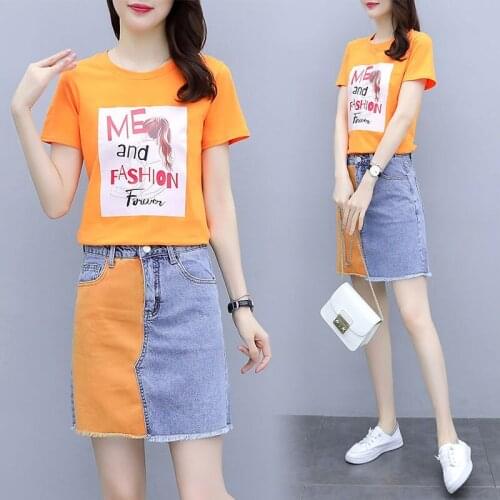 Denim Bag Hip Skirt Women Summer Skirt 2021 New Female Two-Piece Skirt European And American Style Ladies Two-Piece Suit A131