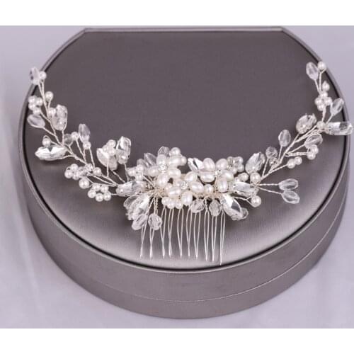 Elegant Pearl Beads Long Curved Shape Hair Comb Inserted Combs Hair Ornaments Headpiece Wedding Bridal Accessories LL@17