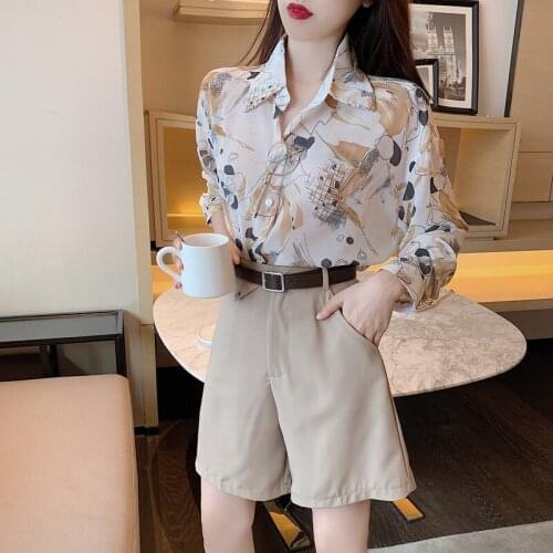 Fy2074 2020 spring summer autumn new women fashion casual chiffon shirt woman female OL 2 piece outfits for women pants and top
