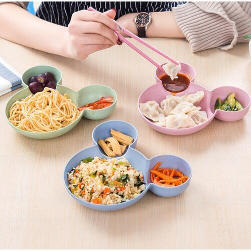 Homie 1pc Cartoon Small Chips Snacks Dishware Dishes Children Dinner Plate natural wheat straw Lovely Lunch Tray Dishes Kids