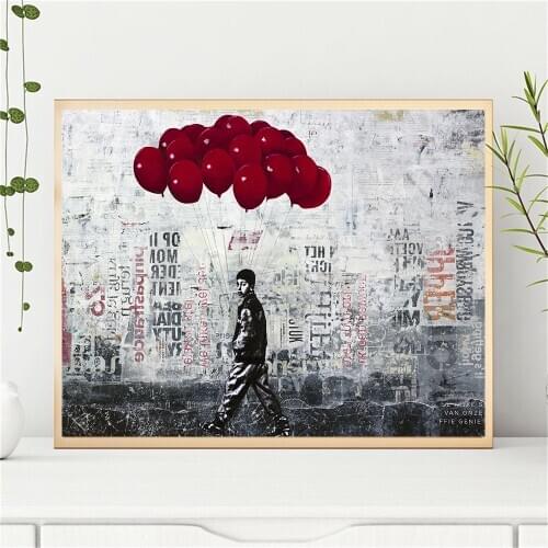 Canvas Painting Abstract Boy Balloon Wall Painting Graffiti Modern Wall Art Pictures Canvas Painting Living Room Home Decor