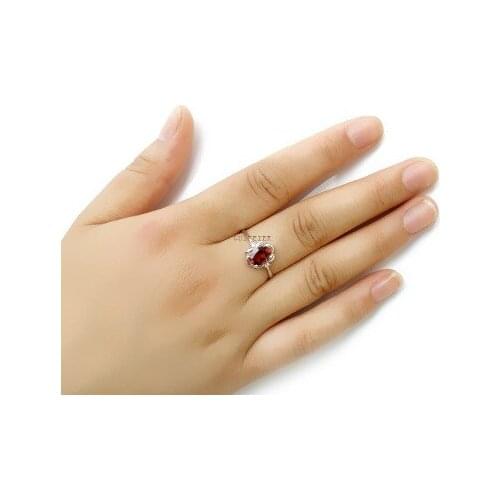 6mm * 8mm 100% Natural Garnet Silver Ring for Daily Wear Fashion Garnet Ring for Daily Wear Solid 925 Silver Garnet Jewelry