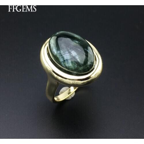 FFGems Natural Green Charoite Rings Sterling Real 925 Silver Gemstone Fine Jewelry Women Engagement Wedding Gift