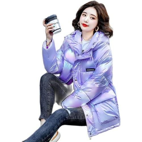 Short Cotton-padded Winter Womens Hooded Jacket Korean Style Colorful Bright Snow Jacket Women Student Parka Overcoat Women